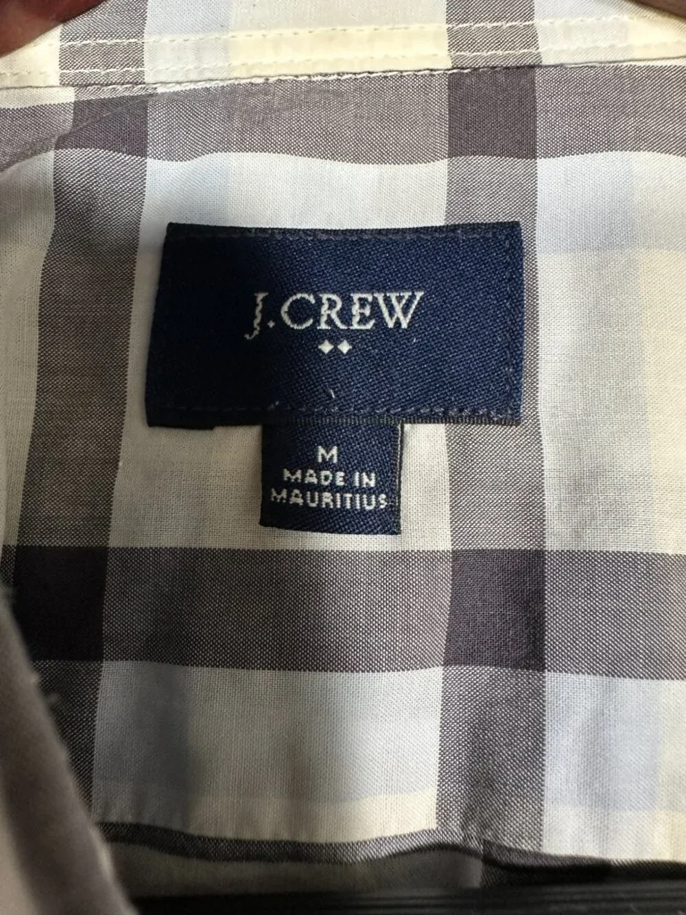 J Crew Shirt Mens Medium Button Down Blue Gray  Cotton Plaid Long Sleeve Pocket